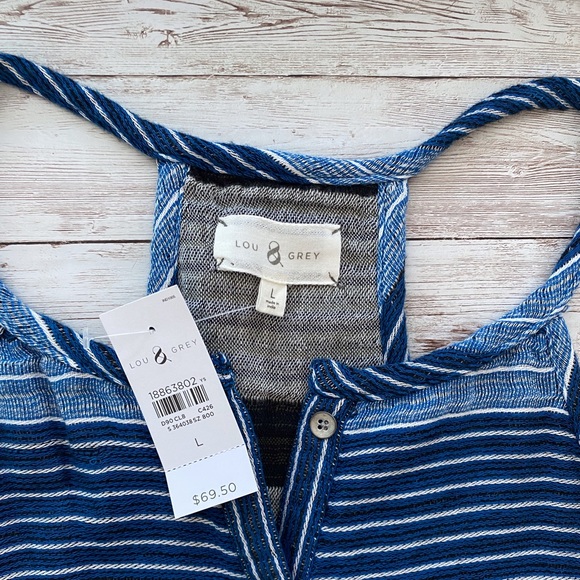 Lou & Grey Baja Romper Large blue white stripe terry lounge comfy shorts jumper - Picture 14 of 15